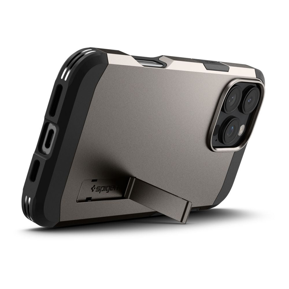 ETUI SPIGEN TOUGH ARMOR MAGSAFE Z PODSTAWKĄ NA IPHONE 16 PRO - GUNMETAL SZARE