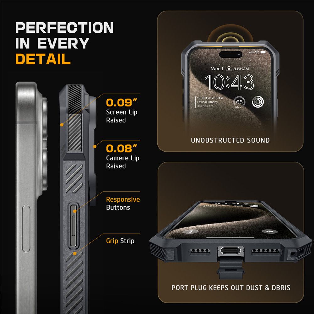 ETUI SUPCASE UB GRIP MAG MAGSAFE NA IPHONE 16 PRO - SZARE