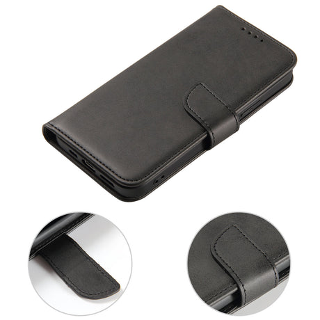 ETUI PORTFEL Z KLAPKĄ PODSTAWKĄ DO IPHONE 15 PRO MAGNET CASE - CZARNE