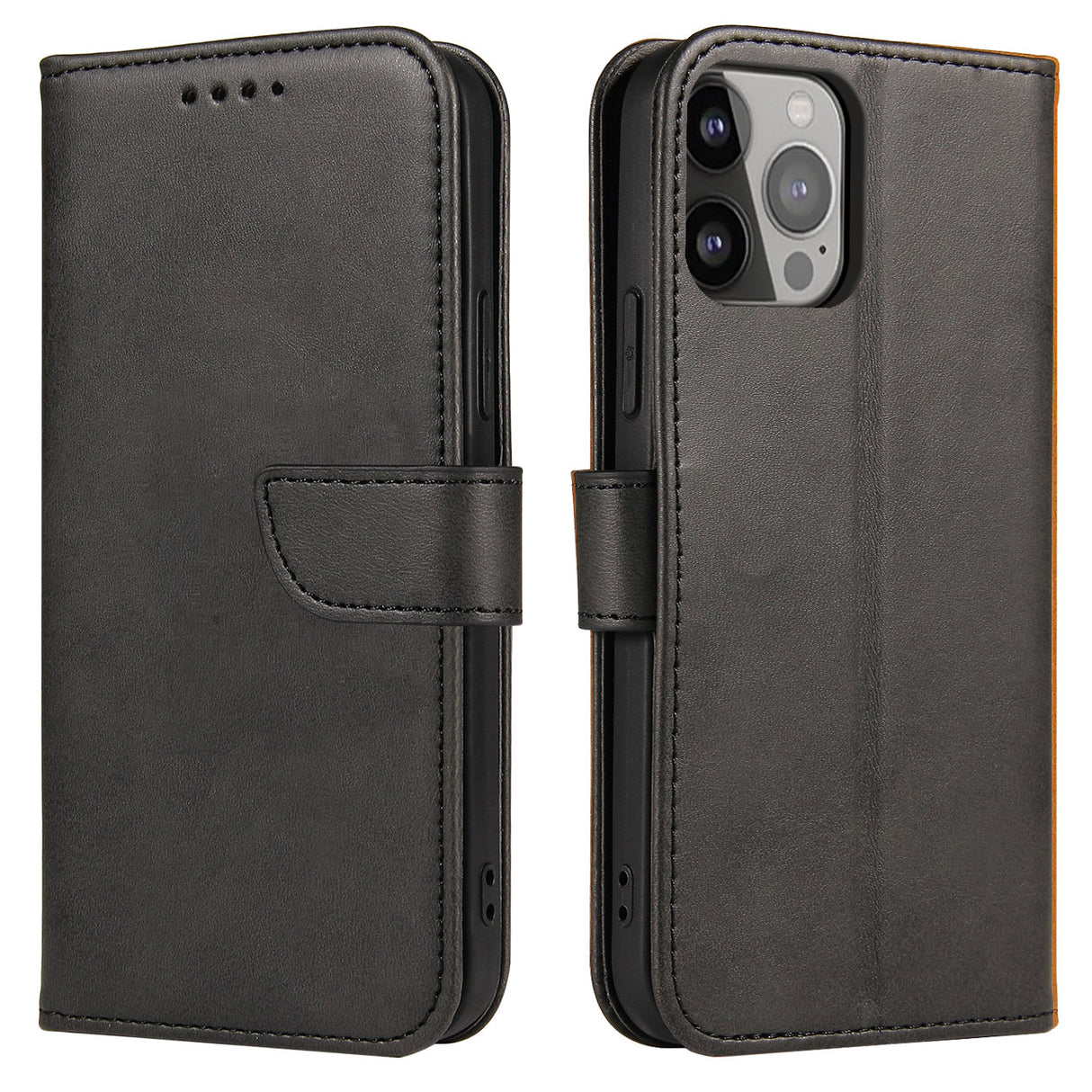 ETUI PORTFEL Z KLAPKĄ PODSTAWKĄ DO IPHONE 15 PRO MAX MAGNET CASE - CZARNE