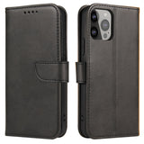ETUI PORTFEL Z KLAPKĄ PODSTAWKĄ DO IPHONE 15 PRO MAX MAGNET CASE - CZARNE