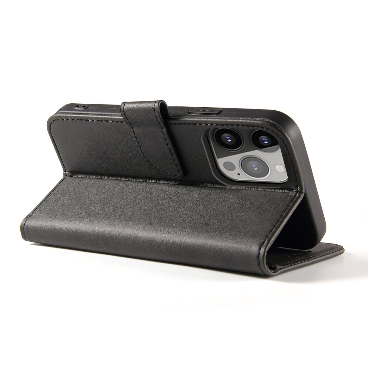 ETUI PORTFEL Z KLAPKĄ PODSTAWKĄ DO IPHONE 15 PRO MAX MAGNET CASE - CZARNE