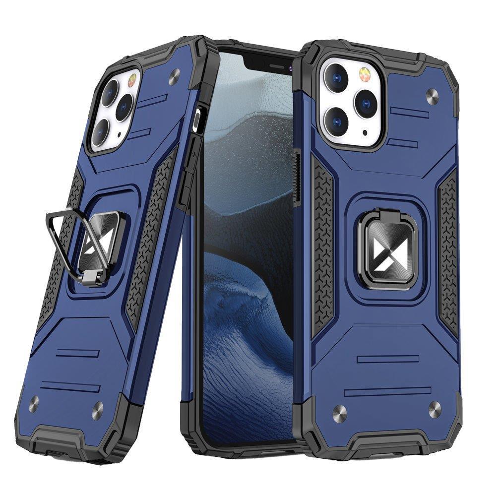 WOZINSKY RING ARMOR ETUI IPHONE 14 PRO MAX PANCERNY POKROWIEC UCHWYT MAGNETYCZNY RING NIEBIESKIE