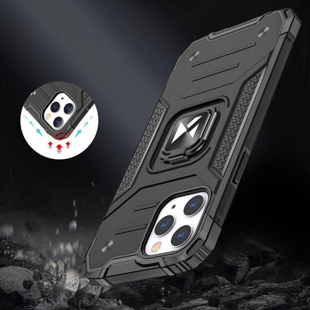 WOZINSKY RING ARMOR ETUI IPHONE 14 PRO MAX PANCERNY POKROWIEC UCHWYT MAGNETYCZNY RING NIEBIESKIE