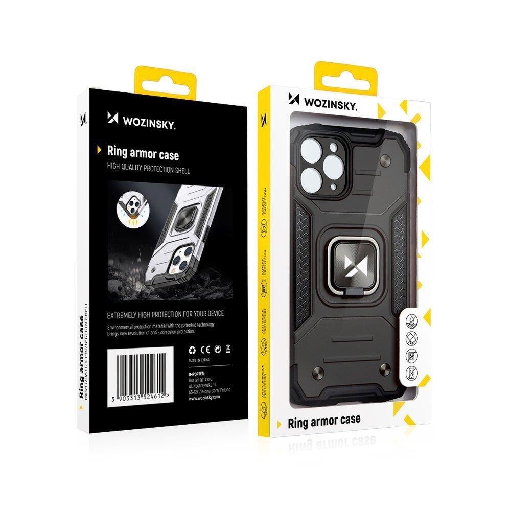 WOZINSKY RING ARMOR ETUI IPHONE 14 PRO MAX PANCERNY POKROWIEC UCHWYT MAGNETYCZNY RING NIEBIESKIE