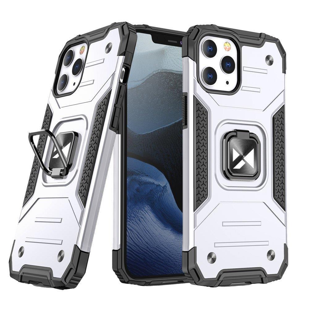 WOZINSKY RING ARMOR ETUI IPHONE 14 PRO PANCERNY POKROWIEC UCHWYT MAGNETYCZNY RING SREBRNE