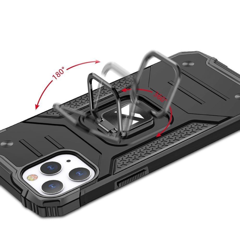 WOZINSKY RING ARMOR ETUI IPHONE 14 PRO PANCERNY POKROWIEC UCHWYT MAGNETYCZNY RING SREBRNE