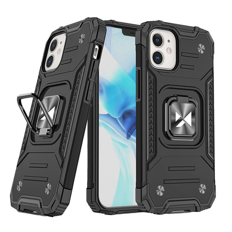 WOZINSKY RING ARMOR ETUI IPHONE 14 PANCERNY HYBRYDOWY POKROWIEC + MAGNETYCZNY UCHWYT CZARNY