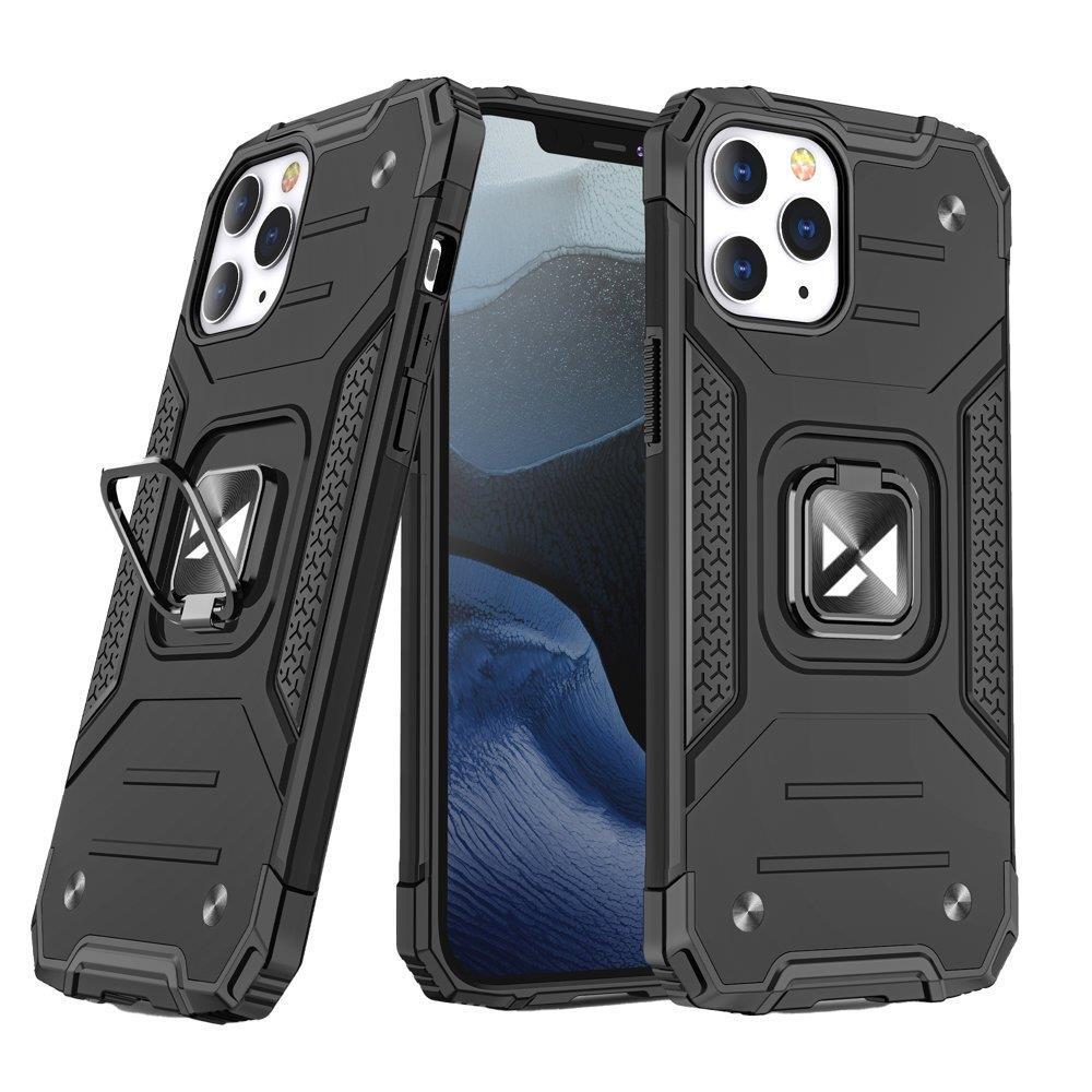 WOZINSKY RING ARMOR ETUI IPHONE 14 PRO PANCERNY HYBRYDOWY POKROWIEC + MAGNETYCZNY UCHWYT CZARNY