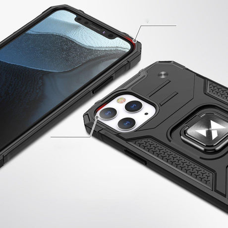 WOZINSKY RING ARMOR ETUI IPHONE 14 PRO PANCERNY HYBRYDOWY POKROWIEC + MAGNETYCZNY UCHWYT CZARNY