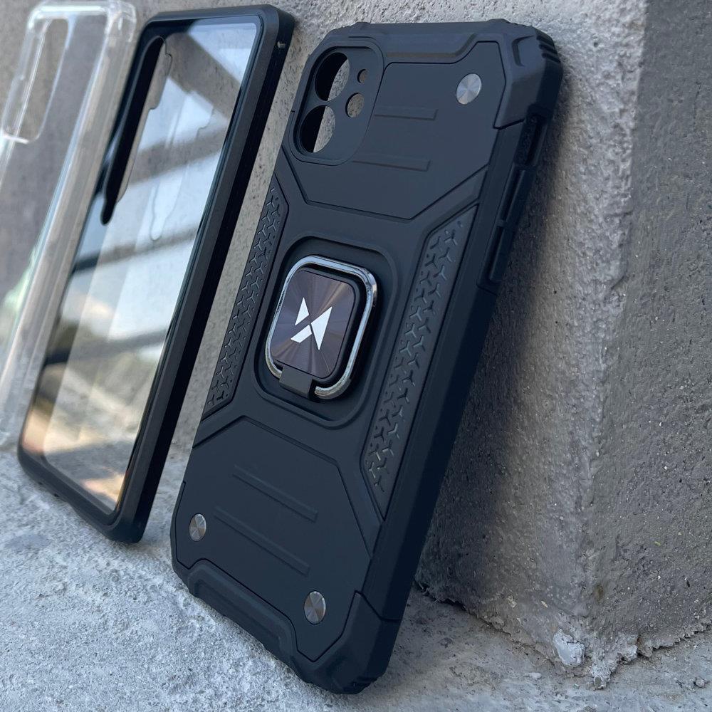 WOZINSKY RING ARMOR ETUI IPHONE 14 PRO PANCERNY HYBRYDOWY POKROWIEC + MAGNETYCZNY UCHWYT CZARNY