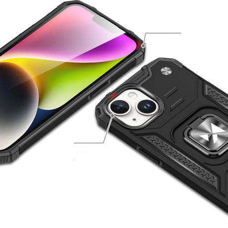 PANCERNE ETUI Z UCHWYTEM NA PALEC DO IPHONE 15 PLUS WOZINSKY RING ARMOR - NIEBIESKIE
