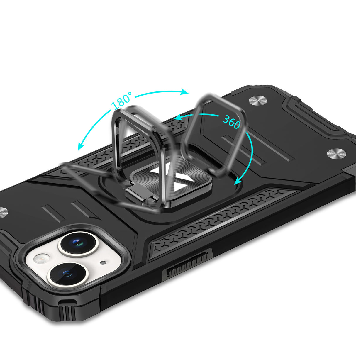 PANCERNE ETUI Z UCHWYTEM NA PALEC DO IPHONE 15 PLUS WOZINSKY RING ARMOR - SREBRNE