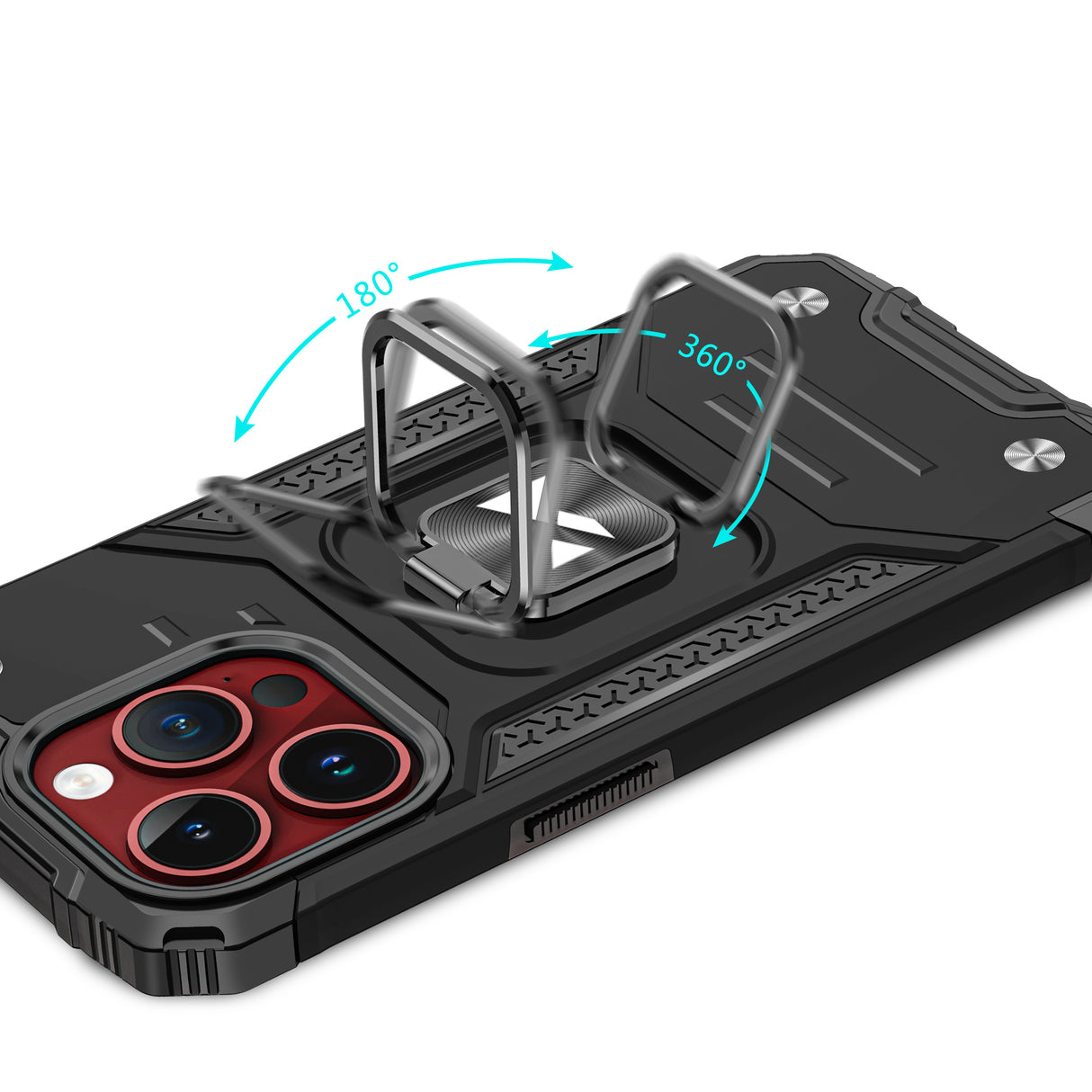 PANCERNE ETUI Z UCHWYTEM NA PALEC DO IPHONE 15 PRO MAX WOZINSKY RING ARMOR - SREBRNE